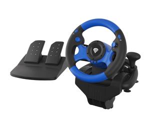 GENESIS Seaborg 350 Noir, Bleu USB Volant + pédales Nintendo Switch, PC, PlayStation 4, Playstation 3, Xbox 360, Xbox One, Xbox Series S, Xbox Series X