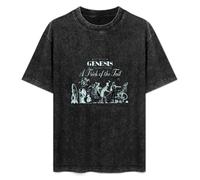 Genesis Trick of The Tail Summer Casual Tee Short Sleeve Crew Neck Cotton Tops Unisex Washed Vintage T-Shirt Black XXL