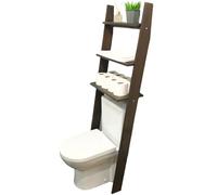 GENESIS WOODESIGN Étagère de salle de bain en bois de bouleau à 3 niveaux autoportante au-dessus des toilettes, économie d'espace debout derrière les toilettes, petit organisateur de salle de bain