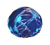 Genetic Helix Bonnet de douche double couche épais réutilisable imperméable avec bande élastique lavable pour homme et femme