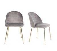 GENEVE - Lot de 2 chaises en velours gris et pieds dorés Gris