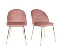 GENEVE - Lot de 2 chaises en velours rose et pieds dorés Rose