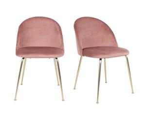 GENEVE - Lot de 2 chaises en velours rose et pieds dorés Rose