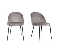 GENEVE - Lot de 2 chaises velours gris et pieds noirs Gris