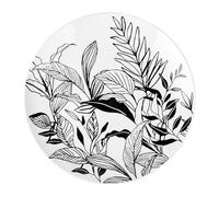 GENEVIEVE LETHU 536131 Assiette Plate en Porcelaine Blanche Ø 26,5 cm - Collection ESQUISSES VEGETALES - Décor Végétal Noir