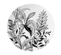 GENEVIEVE LETHU 536133 Assiette à Dessert en Porcelaine Blanche Ø 19 cm - Collection ESQUISSES VEGETALES - Décor Végétal Noir