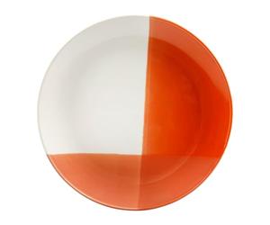 GENEVIEVE LETHU 536210 Assiette à Dessert en Porcelaine New Bone Blanche et Rouge Ø 21 cm - Collection SONIA & ROBERT - Assiette au graphisme très contemporain