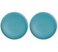 GENEVIEVE LETHU 536318 Assiette à Dessert Modèle AEKI Ø 20,5 cm - Assiette d'inspiration scandinave Bleu en Grés (Lot de 2)