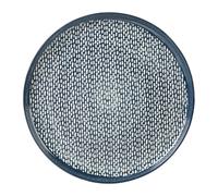 GENEVIEVE LETHU 536476 Assiette Plate Bleue Ø 27 cm en Grés - Collection SUIVEZ L'ARTISTE - Décor Graphique Blanc