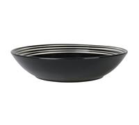 GENEVIEVE LETHU 536482 Assiette Creuse Noire Ø 21,5 cm en Grés - Collection Les BOBINES DE CALABRES - Décor Lignes Relief