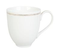 GENEVIEVE LETHU 536554 Mug 350 ml, Ø 8.5 cm H 10 cm - Collection VOIE LACTEE - Mug à Café, mug thé en Porcelaine Fine Blanche - Frise dorée Décor Etoiles