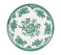 GENEVIEVE LETHU 539094 Assiette à Dessert en Grès Blanche et Vert Ø 21 cm - Collection Toile de Printemps - Assiette en grès au Charme Classique, au décor Floral délicat