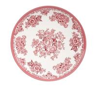 GENEVIEVE LETHU 539249 Assiette à Dessert en Grès Blanche et Rose Ø 21 cm - Collection Toile de Printemps - Assiette en grès au Charme Classique, au décor Floral délicat
