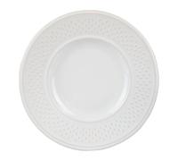 GENEVIEVE LETHU 545268 Lot de 6 Assiettes à Dessert Modèle Grain de Riz - Faïence Blanche - Ø 21 cm