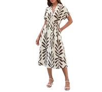 Genfien Femme Robes D'été Col en V Décontractée à Manches Courtes Robe pour Femme avec Poches Boho Elégante