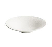 GENHAOSAN Assiettes Assiette creuse en céramique créative et caractéristique for hôtel, assiette creuse occidentale givrée noire et blanche, bol à soupe for la maison Vaisselle De Dîner(12inch)