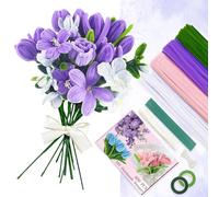 GENHH 400 Pièces Cure Pipe, Fil Chenille, Cure-Pipe pour Fleurs Tulipes avec 2 Rouleau Ruban de Fleuriste et 20 Tige Fleur Kit de Bricolage de Fleurs en Cure-Pipe Chenille pour Décoration (Violet)