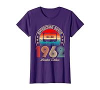 Génial Depuis 1962 Classic Birthday 1962 Cassette Vintage T-Shirt, Femme, Violet, XL