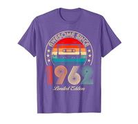 Génial Depuis 1962 Classic Birthday 1962 Cassette Vintage T-Shirt, Homme, Violet Chiné, 3XL