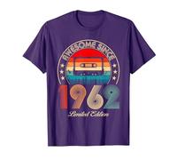 Génial Depuis 1962 Classic Birthday 1962 Cassette Vintage T-Shirt, Homme, Violet, S