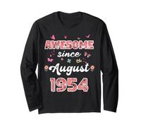 Génial Depuis août 1954 Fleurs 1954 Août Anniversaire Manche Longue