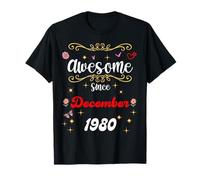 Génial Depuis décembre 1980, Anniversaire : Fleurs et Papillons T-Shirt