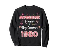 Génial Depuis Septembre 1980, Fleurs, Anniversaire de Septembre 1980 Sweatshirt