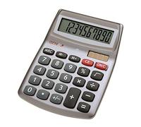 Genie 540 Calculatrice de bureau design à 10 chiffres (double alimentation (solaire et à pile), forme compacte) Gris