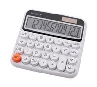 GENIE 612W 12-Digit Desktop Calculator with Dual Power (Solar and Battery) White