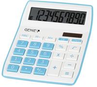 Genie 840 B 10 chiffres calculatrice de bureau avec double alimentation (solaire et batterie) - Design Compact (Bleu)