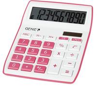 Genie Calculatrice de bureau 840 P – 10 chiffres – double alimentation (solaire et batterie) – Rose