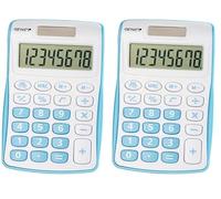 Genie Calculatrice 120 B 8 Chiffres (Dual Power (Pile, Solaire), Design Compact Bleu (Lot de 2)