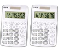 Genie Calculatrice 120 B 8 Chiffres (Dual Power (Pile, Solaire), Design Compact Gris (Lot de 2)