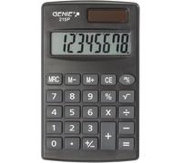 Genie Calculatrice 215 Chiffres P8 - Double Alimentation (Solaire et Pile) - Design Compact - Gris
