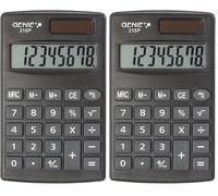 Genie Calculatrice 215 Chiffres P8 - Double Alimentation (Solaire et Pile) - Design Compact - Gris (Lot de 2)