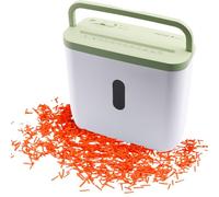 GENIE Lot de 440 destructeurs de papier, 4 x 38 mm, niveau de sécurité P-4, silencieux 72 dB, destructeur compact et mobile, fonction marche/arrêt automatique, protection contre la surchauffe, couleur