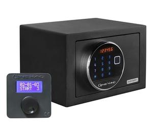 Genie Hand | Coffre-fort à temps motorisé avec compte à rebours - Lecteur d'empreintes digitales - Alimentation d'urgence avec USB avant - Serrure B-Class - Système Anti Bounce