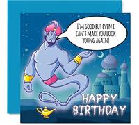 Genie Jinn Cartes d'anniversaire amusantes pour hommes et femmes - Carte d'anniversaire pour maman, papa, frère, sœur, fils, fille, grand-père, 145 mm x 145 mm