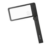 GENIE ML105 Loupe de lecture rectangulaire avec grossissement 2x et 4x, poignée pliable et éclairage LED, loupe grossissante pour personnes âgées, pour la lecture, pour modélisme, timbres, pièces de
