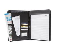 Genie Porte-documents A4 élégant Wiesbaden (Ultra-fin et résistant, similicuir, avec bloc-notes, porte-stylo, pochette, poche pour cartes de visite) noir