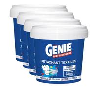 Génie Poudre Détachante Professionnelle pour Textiles, Formule à l'Oxygène Actif et aux Enzymes, Sans Dommage pour les Couleurs et Sans Phosphate, Efficace à partir de 30 °C, 4 kg (4 Paquets de 1 kg)