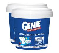 Génie Poudre Détachante Professionnelle pour Textiles, Formule à l'Oxygène Actif et aux Enzymes, Sans Dommage pour les Couleurs et Sans Phosphate, Efficace à partir de 30 °C, 2 kg (2 Paquets de 1 kg)