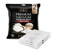 GENIE SPACE Sacs de Rangement Sous Vide Premium pour Vêtements, Linge de Maison et Voyage, Taille Maxi 110×90 cm, Hermétiques, Réutilisables et Anti-Odeur, Lot de 2 avec Double Fermeture
