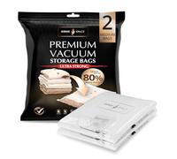 GENIE SPACE Sacs de Rangement Sous Vide Premium pour Vêtements, Linge et Voyage, Taille M 70×50 cm, Hermétiques, Réutilisables et Anti-Odeur avec Double Fermeture, Gain de Place, Lot de 2