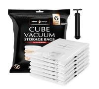 GENIE SPACE - Sacs sous Vide en Forme de Cube, Solides | 6 x Large (80x60x32cm) | étanches et réutilisables | créent 80% d'espace supplémentaire | pour Les vêtements, la literie, etc.