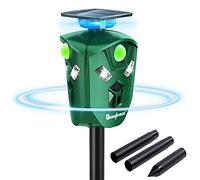 Genieforce® Combat+ Smart GF-EM-75 Répulsif à ultrasons 360° pour animaux de compagnie contre chats, chiens, martres, renards, oiseaux, rongeurs, étanche, 2200 mAh, capteurs PIR intelligents