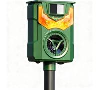 Genieforce® GF-BN-20 Combat+ Lampe à ultrasons à ultrasons pour répulsif animaux contre les chats, chiens, martres, renards, oiseaux, rongeurs, étanche, solaire, capteurs PIR intelligents