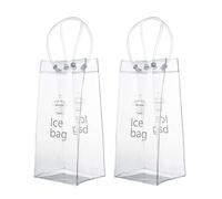 Genikeer 2 Pièces Ice Bag Vin, Sac De Glace Vin Transparent, Portable Pliable Refroidisseur De Vin Sac en PVC Étanche avec Poignée, Sac À Vin De Glace pour Vin Blanc Champagne Bière Froide