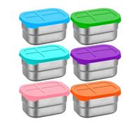 Genikeer Boîtes à Collations en Acier Inoxydable - Empilable Réutilisable Petit Métal Boîte Déjeuner 230 ml - Fournitures de Stockage Alimentaire 6 Pièces pour Bébés Repas Garderie Cuisine