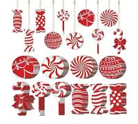 Genikeer Décorations,30 Pièces en Bois Accrochables Artisanat | Décorations Suspendables Faux s Poivrés de Noël - pour Maison de Vacances Intérieur Extérieur Porte et